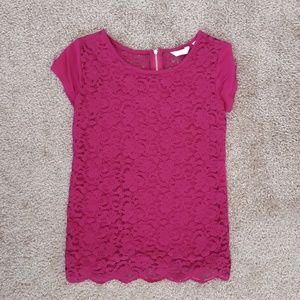 Dark pink New York & Company lace top size xs